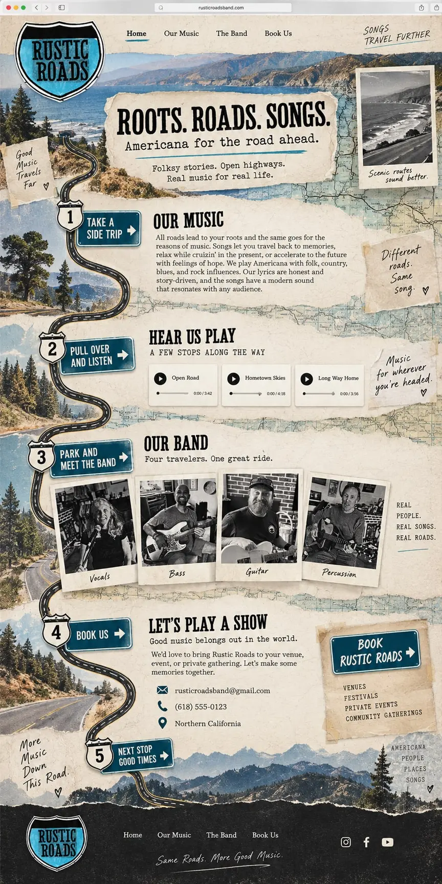 The Musical Road Trip: the concept mockup for Rustic Roads Band